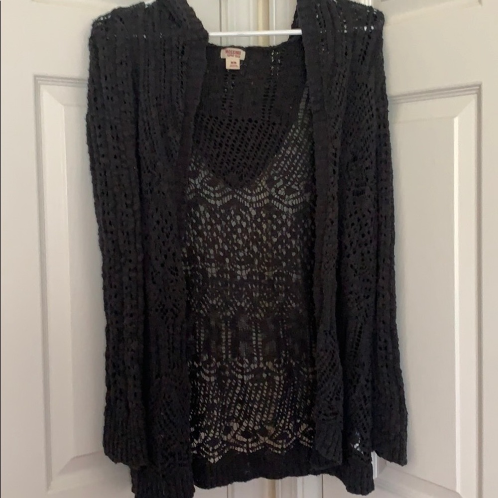 Grey Knit Cardigan with Hood